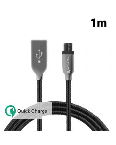 Cablu MicroUSB 4smarts Ferrumcord Black (acoperit cu otel inoxidabil, 1m)