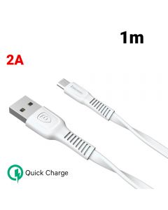 Cablu MicroUSB Baseus Tough USB White (1m, 2A, plat)