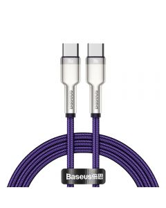 Cablu Type-C la Type-C Baseus Cafule Series Metal 100W Purple (1m, impletitura nylon)