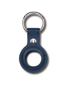 AirTag Devia Leather Key Ring Blue