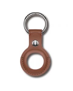 AirTag Devia Leather Key Ring Brown