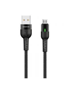 Cablu Borofone BU17 Starlight USB la MicroUSB, 1.2m, Negru