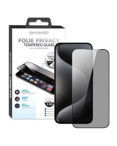 Folie iPhone 14 / iPhone 13 / iPhone 13 Pro Lemontti Sticla Privacy Full Fit Black