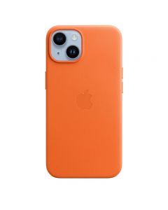 Husa Originala iPhone 14 Apple Leather, MagSafe, Orange