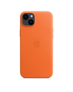 Husa Originala iPhone 14 Plus Apple Leather, MagSafe, Orange