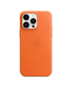 Husa Originala iPhone 14 Pro Max Apple Leather, MagSafe, Orange