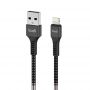 Cablu Lightning Budi USB Black 1m (impletitura textila)