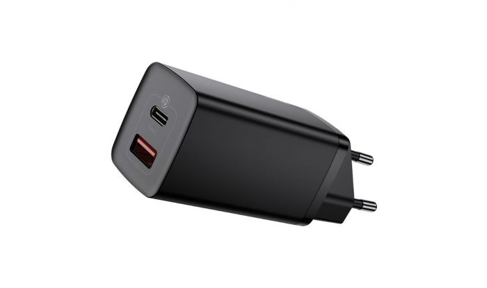 Incarcator Retea Baseus GaN2 Lite Dual Port Type-C, USB, Quick Charger, 65W Black