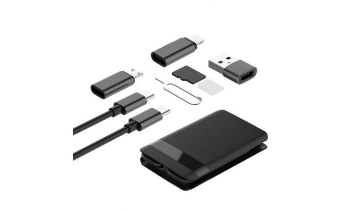 Set Multifunctional Budi Cablu Type-C la Type-C Black + Mufe (Lightning, MicroUSB, USB, slot card)