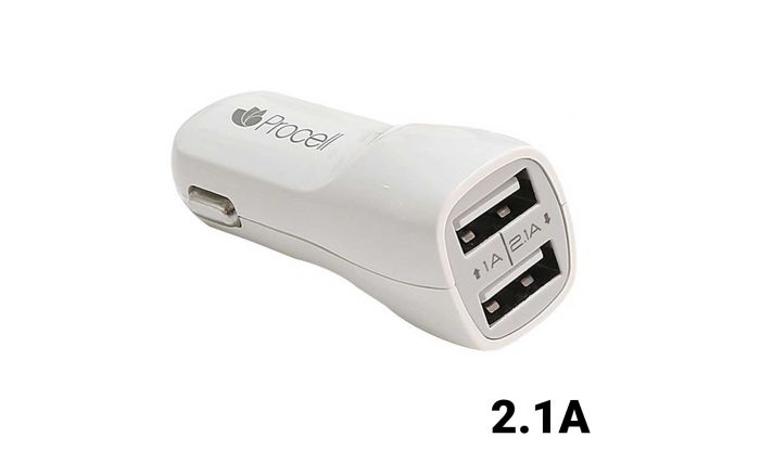 Incarcator auto 2.1A Dual USB Procell Alb